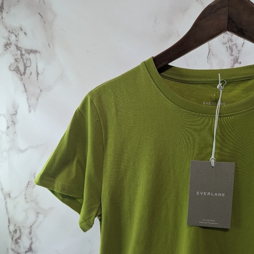 Everlane T Shirt Women Yellow Green Crew Neck Box Cut Tee Organic Cotton - Picture 3 of 12